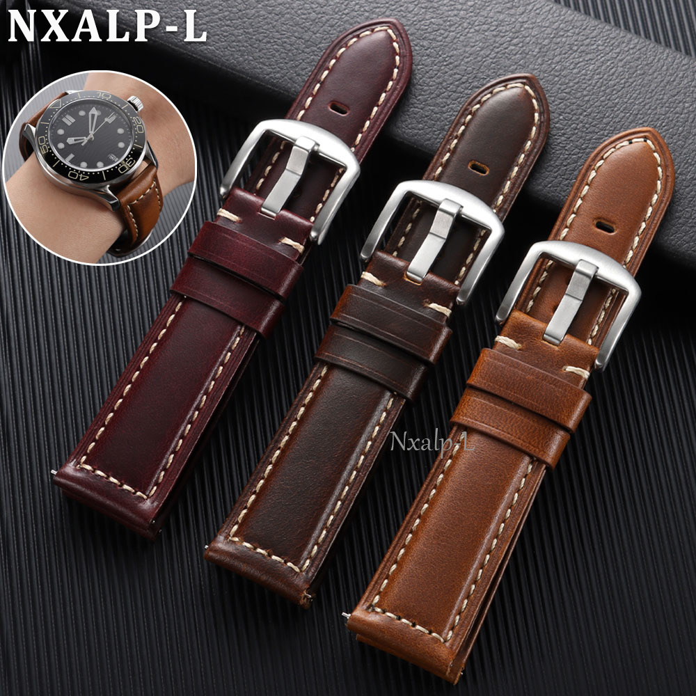Oil Wax Cowhide Strap 18 20mm  - огляд і ціна Omega Watch Speedmaster