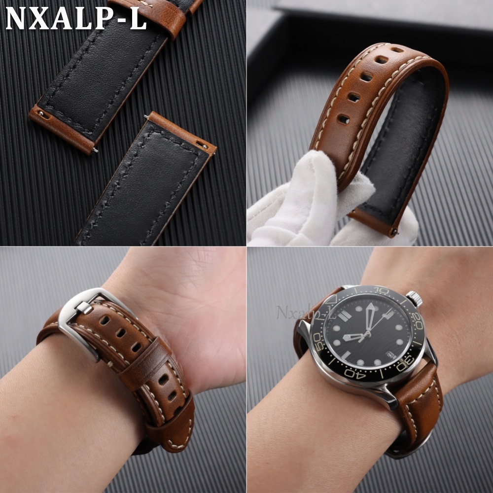 Oil Wax Cowhide Strap 18 20mm  - огляд і ціна Omega Watch Speedmaster