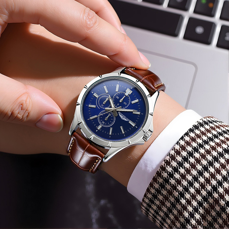 Men Chronograph Quartz Watch,  - огляд і ціна Leather Watch Band Men